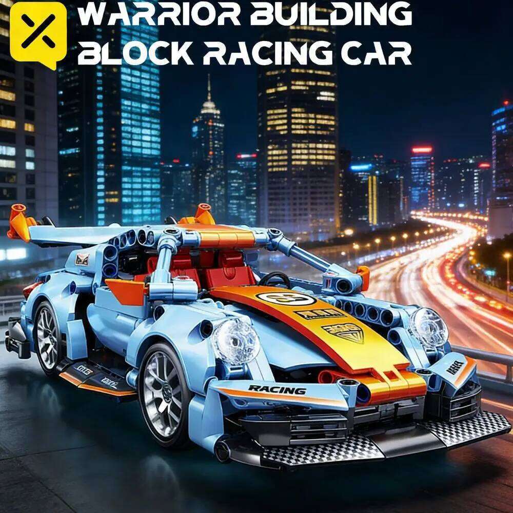 TOYLINX 523pcs Blue Supercar Building Block Set 1:18 Pull Back Mechanical Racing Sports Car Construction Toy Ideal Gift for Boys Z260305