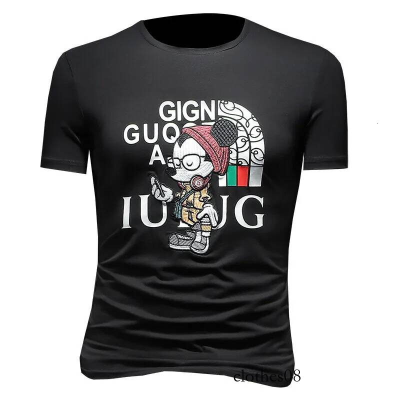 Men T shirt Faionable ort Silk Cotton T-irt Trendy f Sve Top Quali Polyester Blend Summer Wear Creative Print