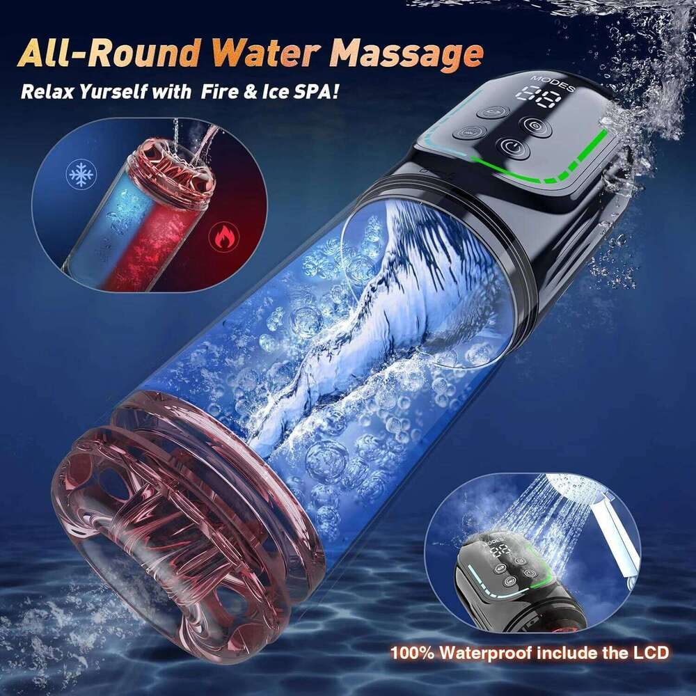 Thrusting Rotation Piston Male Masturbator Automatic Licking LCD Vacuum Sucking Vibrator Pocket Pussy Adult Sex Toys 18+ W260305