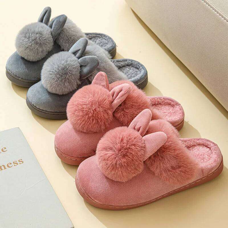 Litfun Women's House Fuzzy Slippers Couple Indoor Anti-skid Plush Lined Bedroom Slides Winter Comfy Warm Fur Fluffy Cotton Shoes
