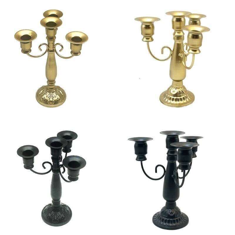 97QC Vintage Baroques Iron Candelabra 4 Arms Holder for Table Centerpieces XJ260305