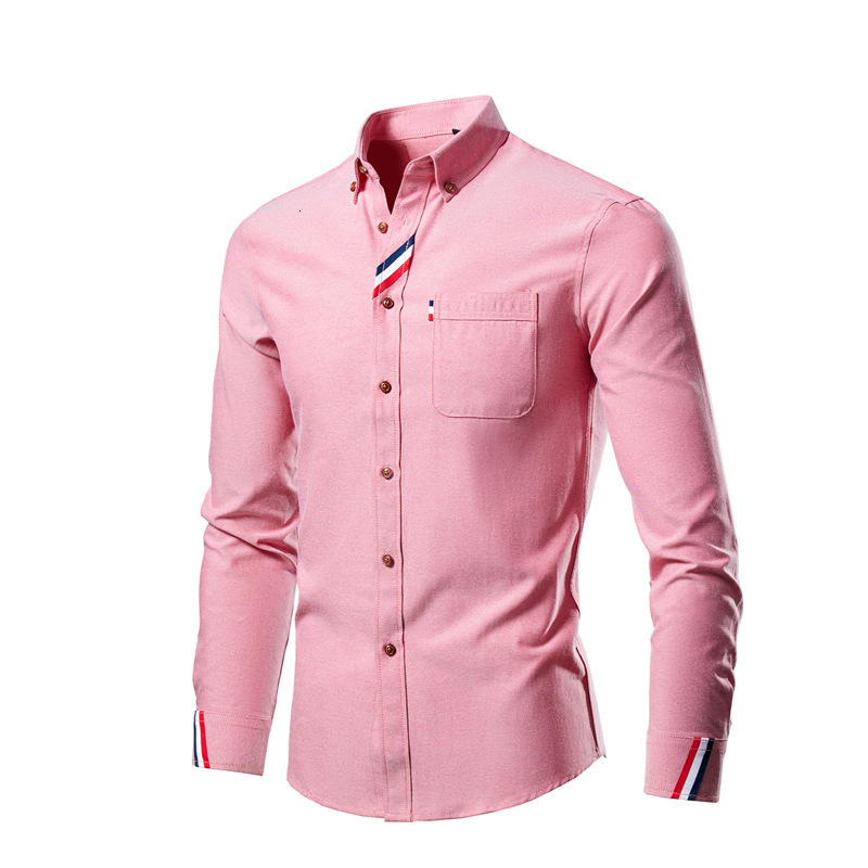 Luxury Brand Designer Clothes Trade Men's Oxford Long Sleeve Shirt Korean Style Slim Fit Youth Trendy Multi-Color Shirt