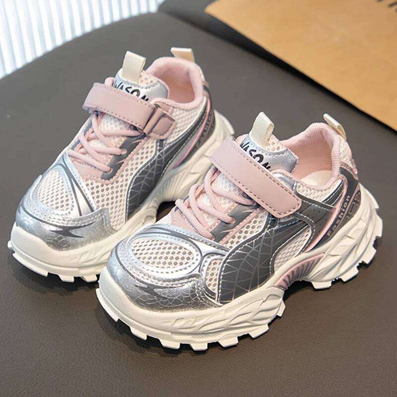 Spring Sport For Children Trend Fashion Teenager Kid's Sneakers Soft-soled Anti-slippery Boy's Girl's Running Shoes 26Y0304
