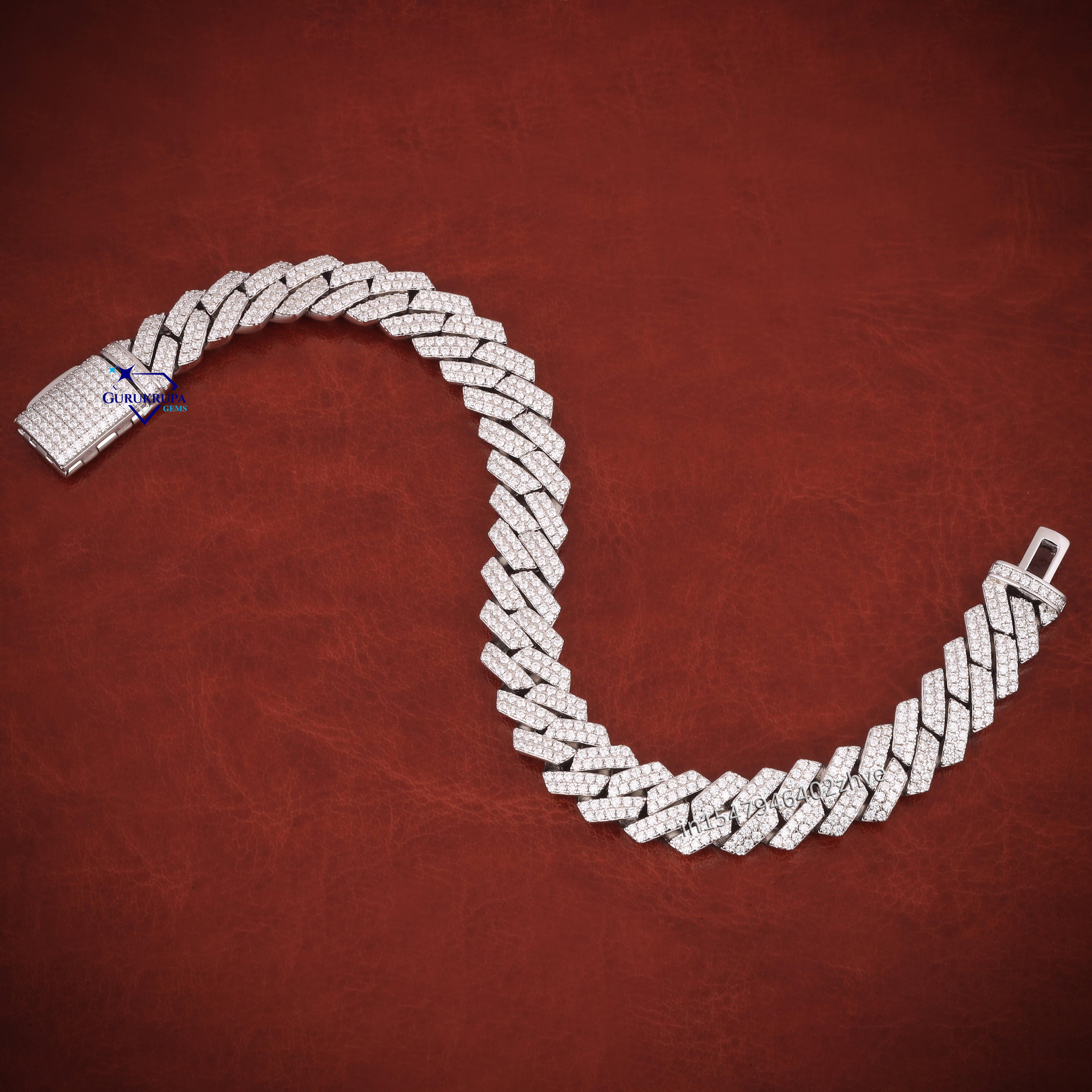Fully Iced Out Round Brilliant Cut Moissanite Diamond 925 Sterling Silver Mens Unique Cuban Link Bracelet Hip Hop Style For Men