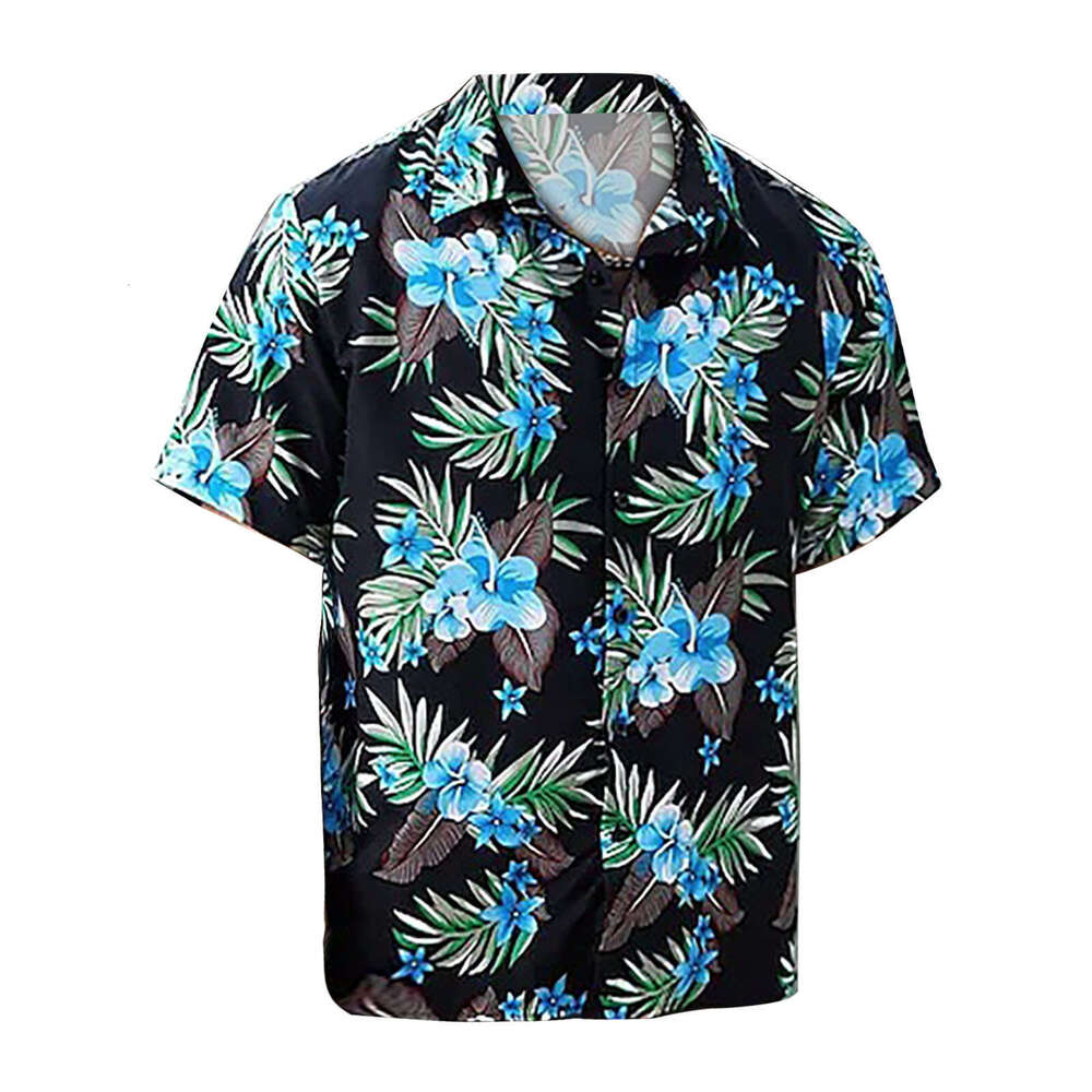 Cross-border foreign trade summer new casual fashion 3D digital print short-sleeve plus size men's shirt