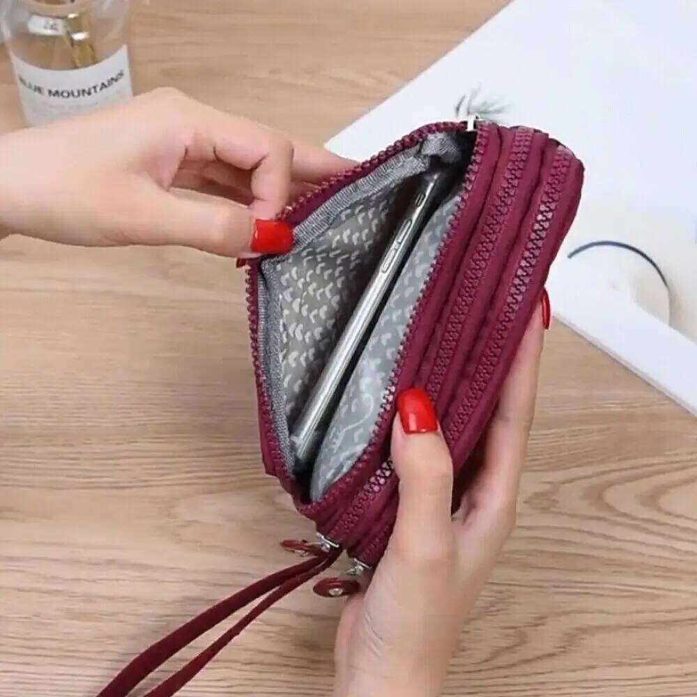 Fashion Clutch Wallets For Women Three Zipper Solid Color Letter Printing Large Capacity Wearable Purse C260304