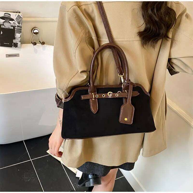 Fashion Handbag European And American Light Luxury Highend Simple Shoulder Brand Casual Commuter Frosted Suede Messenger Bag TIANOUDAISHU