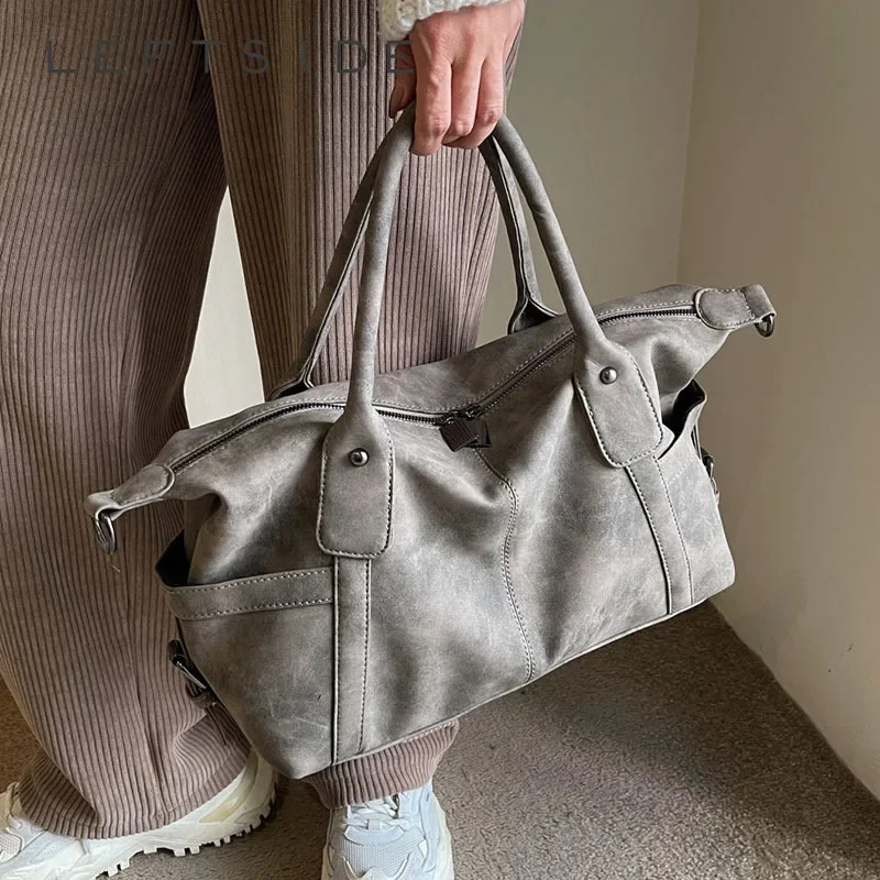 LEFTSIDE Retro n PU Leather Shoulder Bags For Women Korean Fashion Big Armpit Bag Female Crossbody Handbags 260228