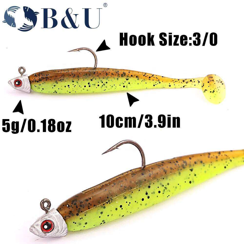 B&U 3D Eye 3/0 4/0 Jig Head Hooks Spinner Soft Plastic Baits, Freshwater Saltwater Fishing Tackle for Bass Pike S260305