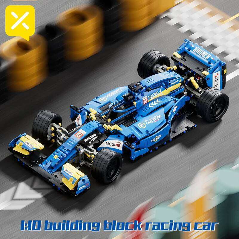 Toylinx 1:10 Building Racing Blocks Blue Desktop Decorations Collectible Model Car Kits Toy Festive Giving Gift No Box Z260305