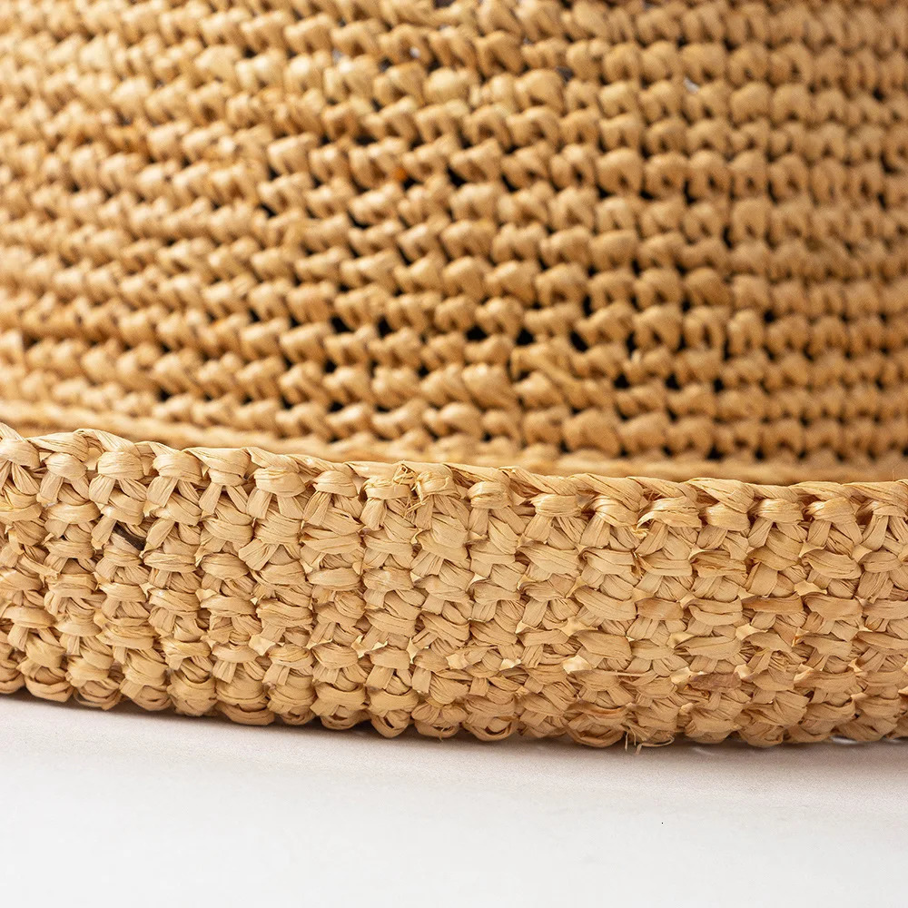 USPOP Extra Fine Raffia Straw Hat Summer Sun Hat for Women with Large Brim Handmade Rollable Straw Hat 260228