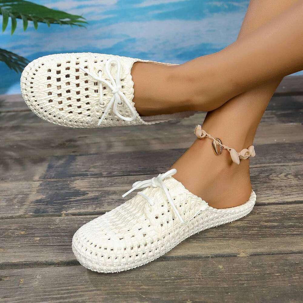 2025 Summer Fashion Women's Solid Color Features Trend Anti-slip Wear-Resistant Soled Flat Breathable Soft Ladies Sandals