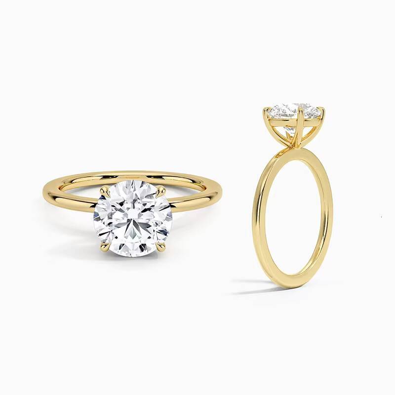 Classic Design 05-2ct HPHT CVD Lab Diamond Engagement Ring 9K 14k 18K White Gold Platinum Jewelry