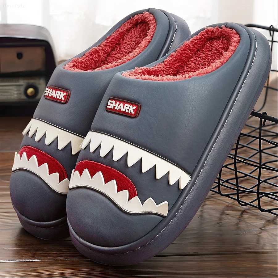 Cute Platform Mens Slippers For House Imitation leather Furry comfy memory foam soft couple shoes non-slip winter warm slippers S260305