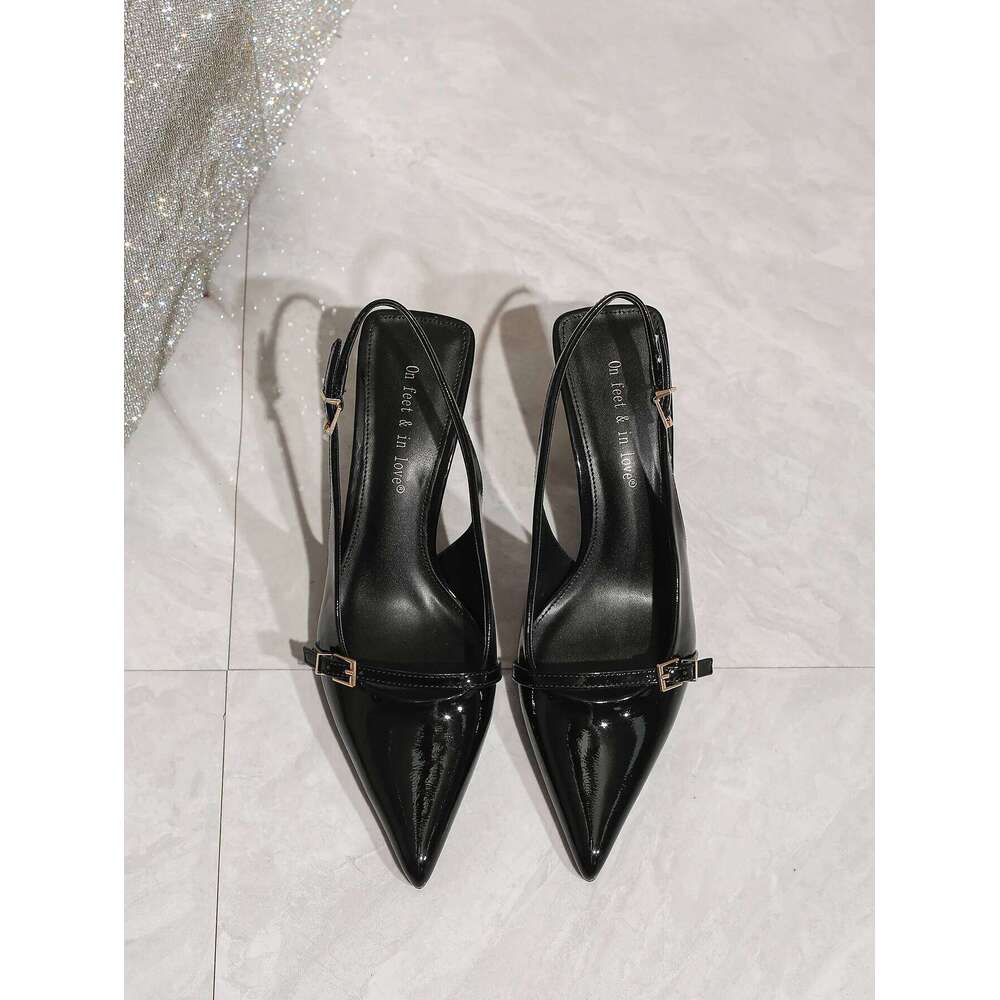 Women's Fashion Patent Leather Pointed-Toe Low-Cut High Heel