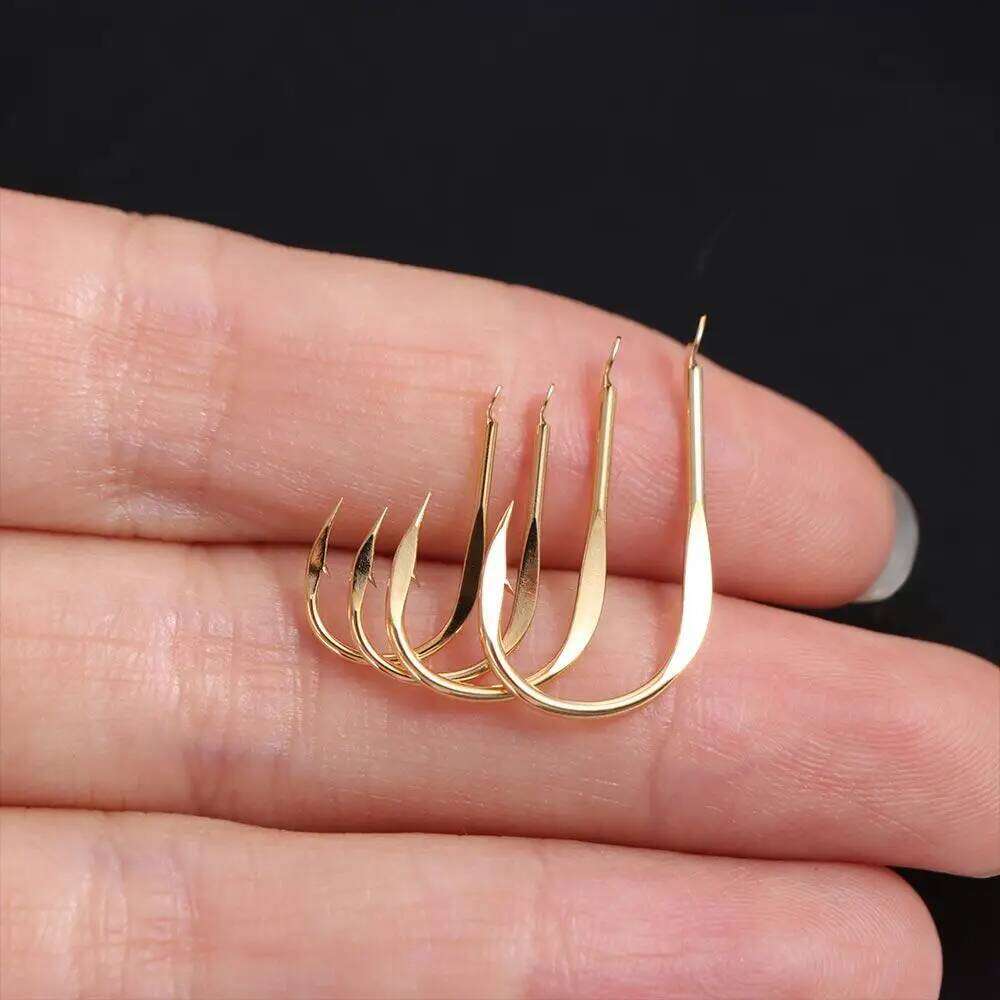 20Pcs/Pack Hooks Golden Single Fishhooks Jig Barbed Hook Carp Sea Fishing Accessorie Tackle High Carbon Steel Y260305