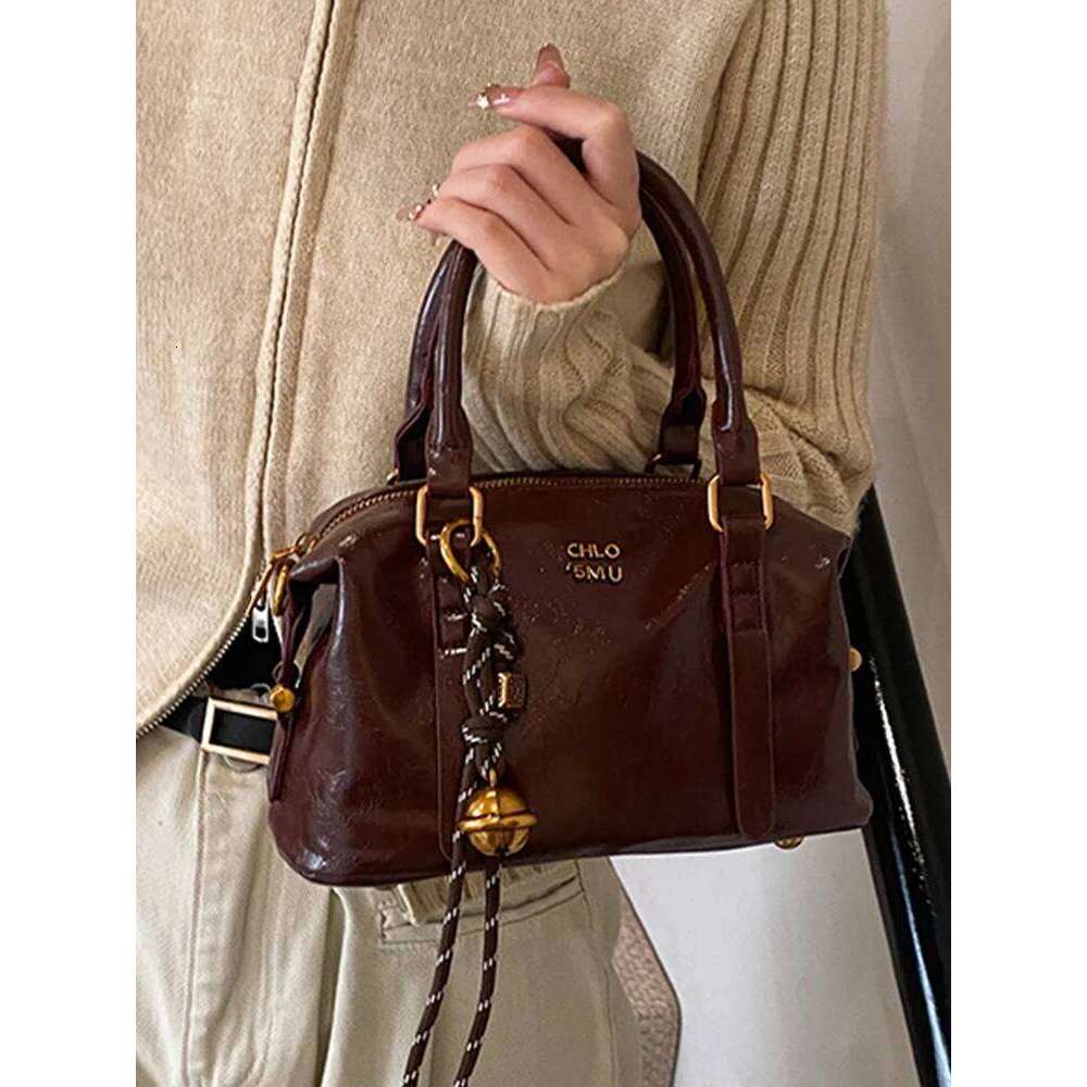 Textured PU Leather Small Handbags With Pendant Women Vintage Crossbody Bags Trendy Versatile Lady Shoulder Bag TIANOUDAISHU