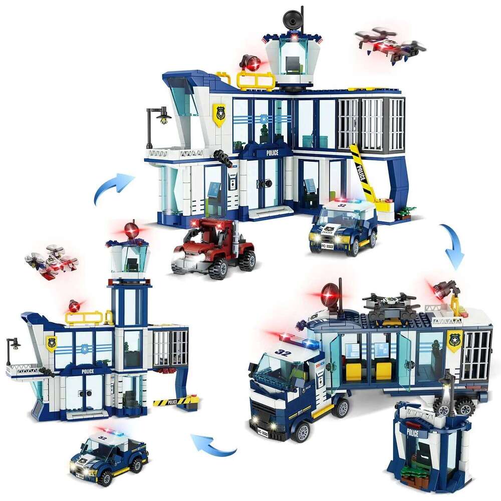 3 in1 Hospital STEM Building Blocks City Sets Airport Passenger Airplane Police Station Car Bricks Toy for Kids Gift Z260306