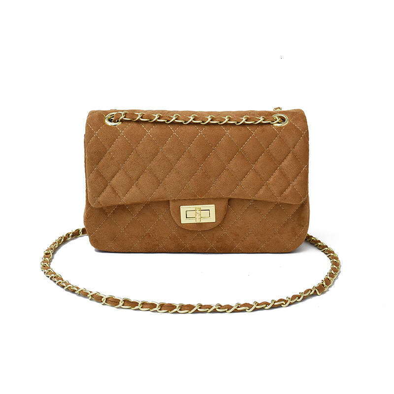 Elegant Simple Quilted Chain For Women, New Trendy Crossbody Bag, Velvet Versatile Lock Buckle Shoulder Bag