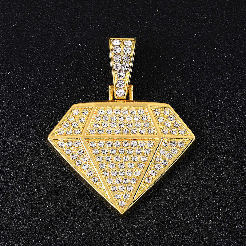 Cross-border best-selling diamond-studded hip-hop pendant, high-quality electroplated alloy Cuban necklace, 60cm, exaggerated and fashionable