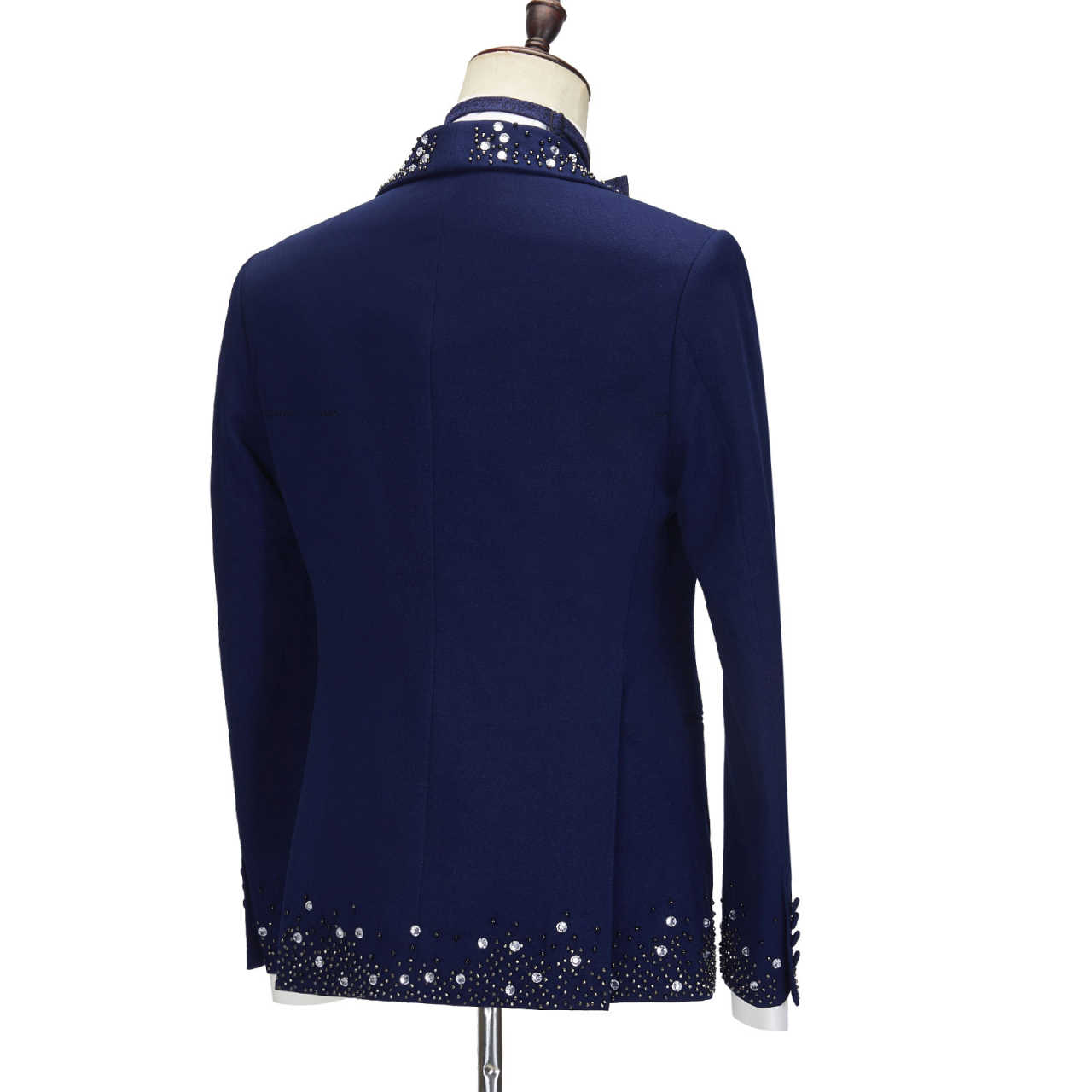 Fashion 2 Pieces Suits For Men One Button Shawl Lapel Prom Blazers Crystals Groom Wedding Tuxedos 2 Pieces Customized