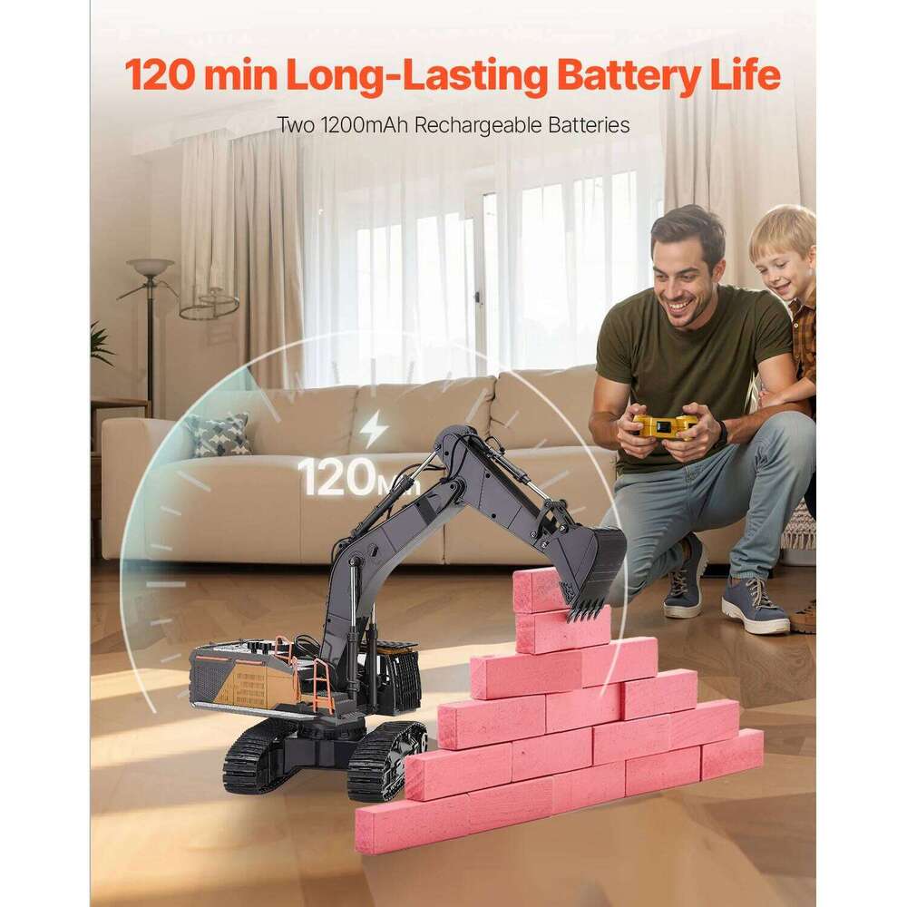 VEVOR 1:14 RC Excavator Toy 22 Channel Remote Control Digger with Shovel & Sounds Construction Vehicles for Kids Birthday Gifts C260305