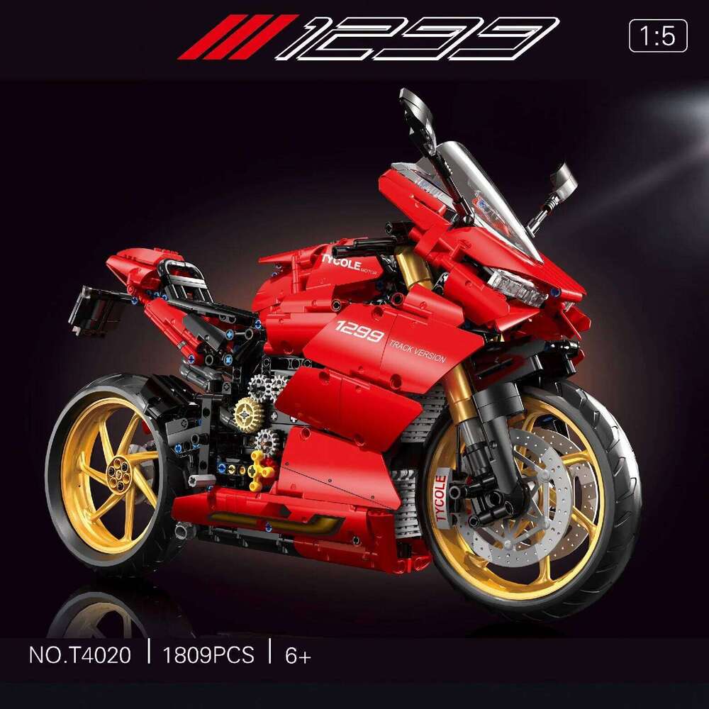 High Tech 1:5 Motorcycle City Sports Rapid Racing Motorbike Locomotive Moc Modular Brick Model Building Block Boy Gift Toy T4020 Z260306