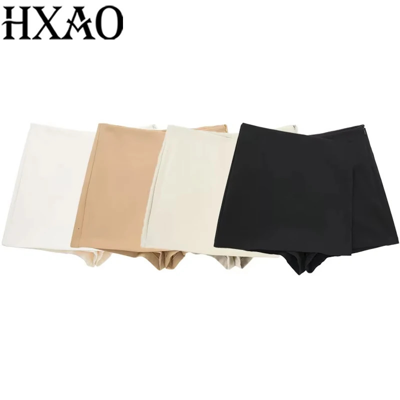 HXAO Shorts Women Summer Elegant Casual Party Skirt Shorts Ladies Fashion White Khaki Black Short Skirt Pants For Female 260306