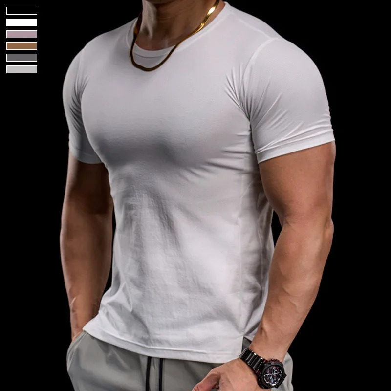 Mens Gym Fitness Training Clothing Highelasticity Breathable Sports Tight Shortsleeved Tshirt Running 260302