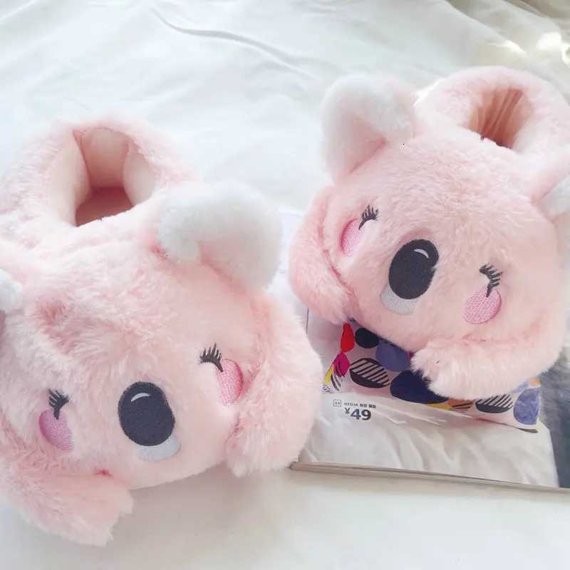 Cute Pink Gray Koala Cartoon Animal Plush Slippers Female Winter Warm Koala Home Woman Slipper S260305