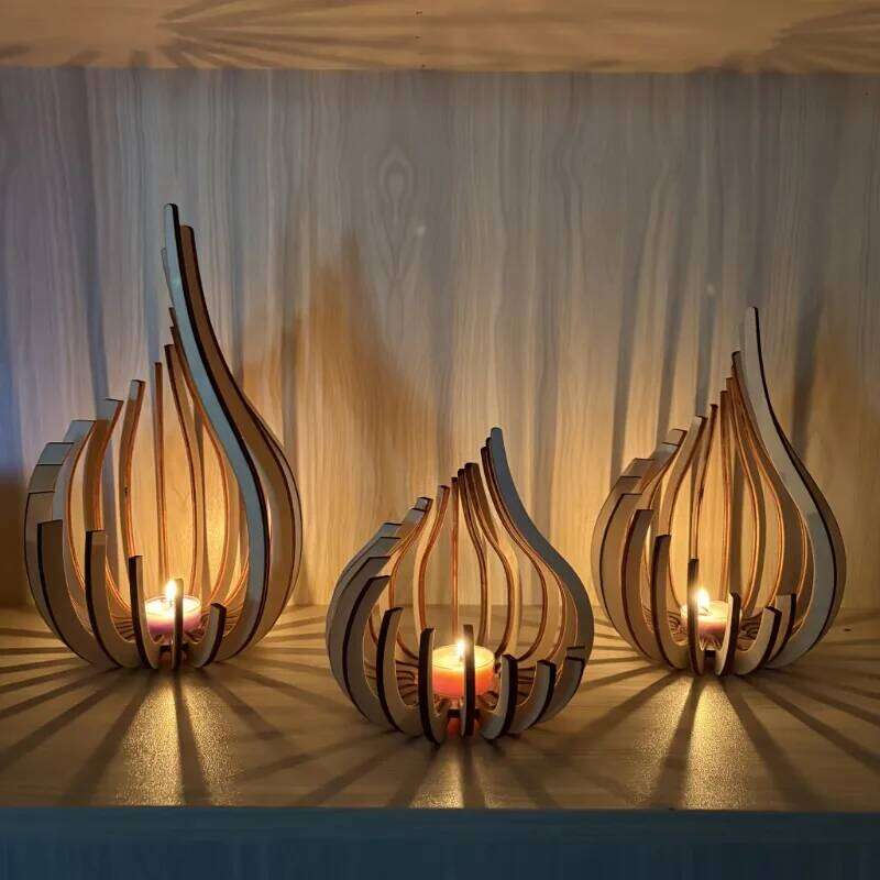 1pc Elegant Modern Minimalist Candleholder Wooden Table Centerpiece Candlelight Accent for Party Decor - Home Decoration Gift XJ260305