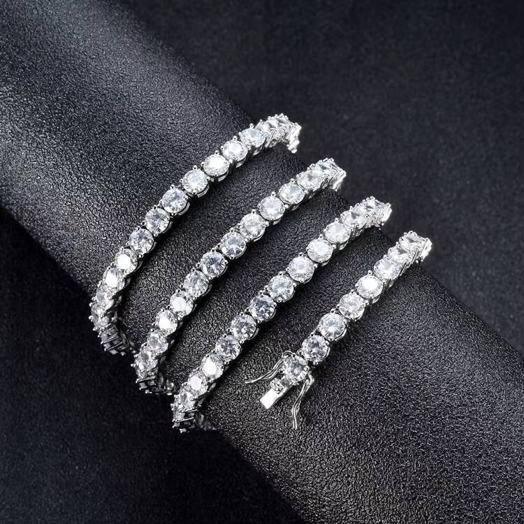 GZYS JEWELRY 4mm Diamond Chain Necklace Iced Out Tennis Chain Thin