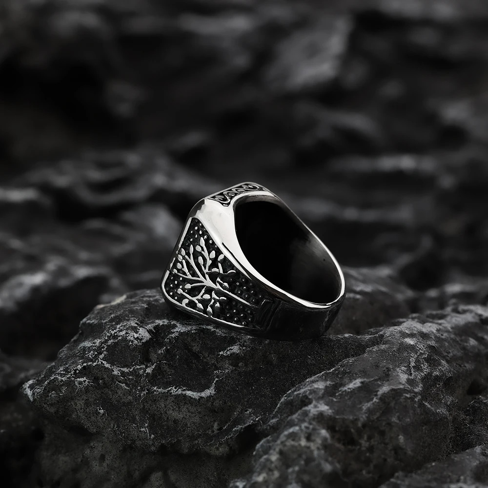 Viking Tree of Life Steel Ring European and American Mens Compass Vintage Fashion Stainless Steel Ring Handpiece 260302