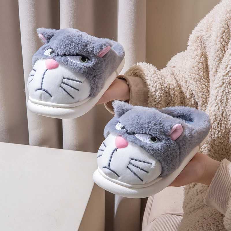 Fluffy Slippers Women House Cute Cartoon Casual Winter Designer Shoes Girls Home Flats Elegant Plush Fashion Footwear Large Size S260305MBSK