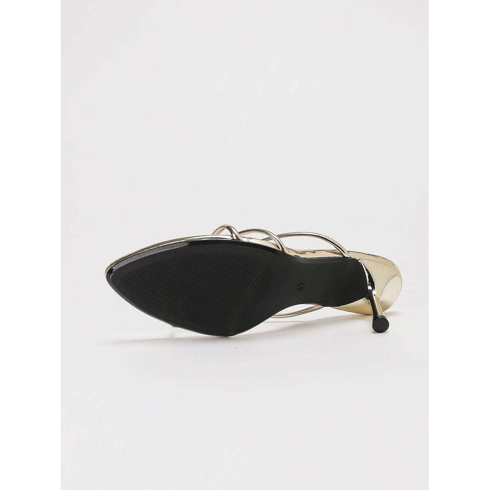 Women's Elegant Golden Patent Leather Slip-On Stilettos, Fashionable, Versatile, Comfortable and Breathable