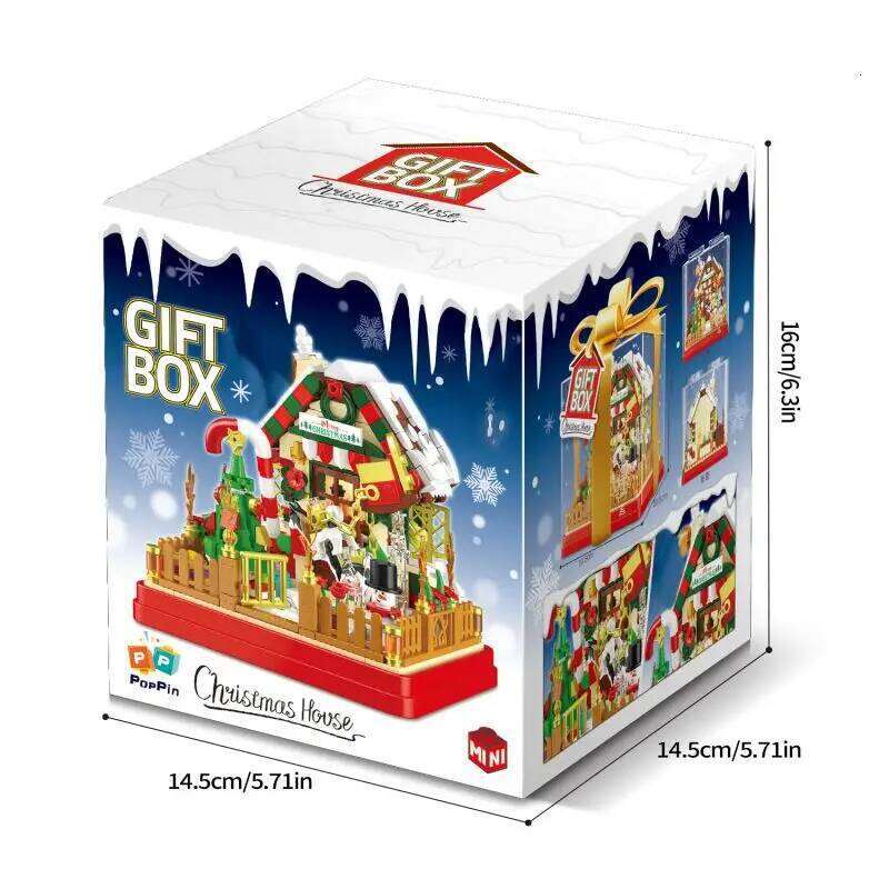 654PCS Christmas House Building Blocks Gift Box Set Creative City Streetview Assembly Model Bricks Kids DIY Toys Holiday Present Z260305