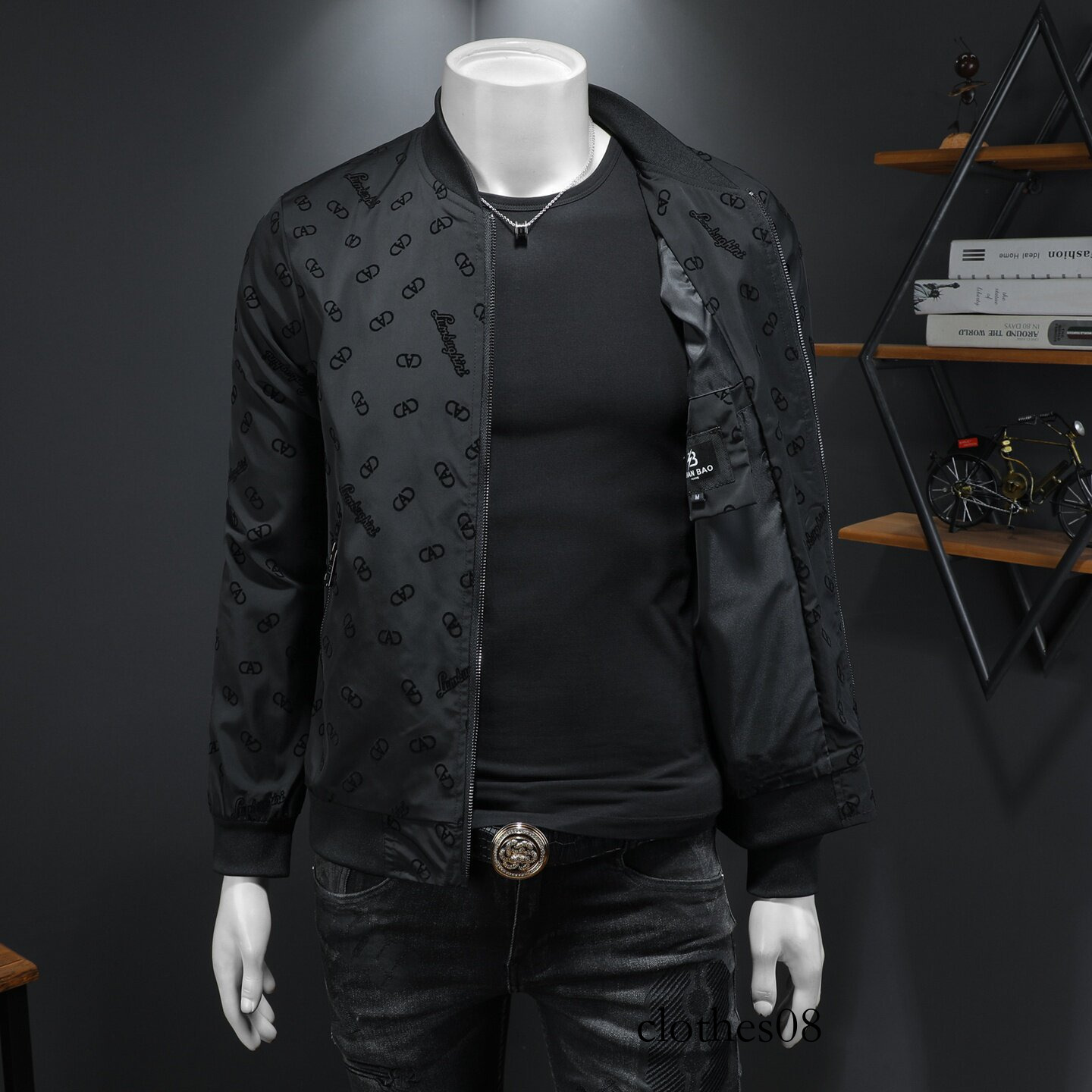 European Style 2026 Spring New Men's Flocked Baseball Collar Casual Jacket, Large Size Slim Fit Jacquard High-Quality Coat