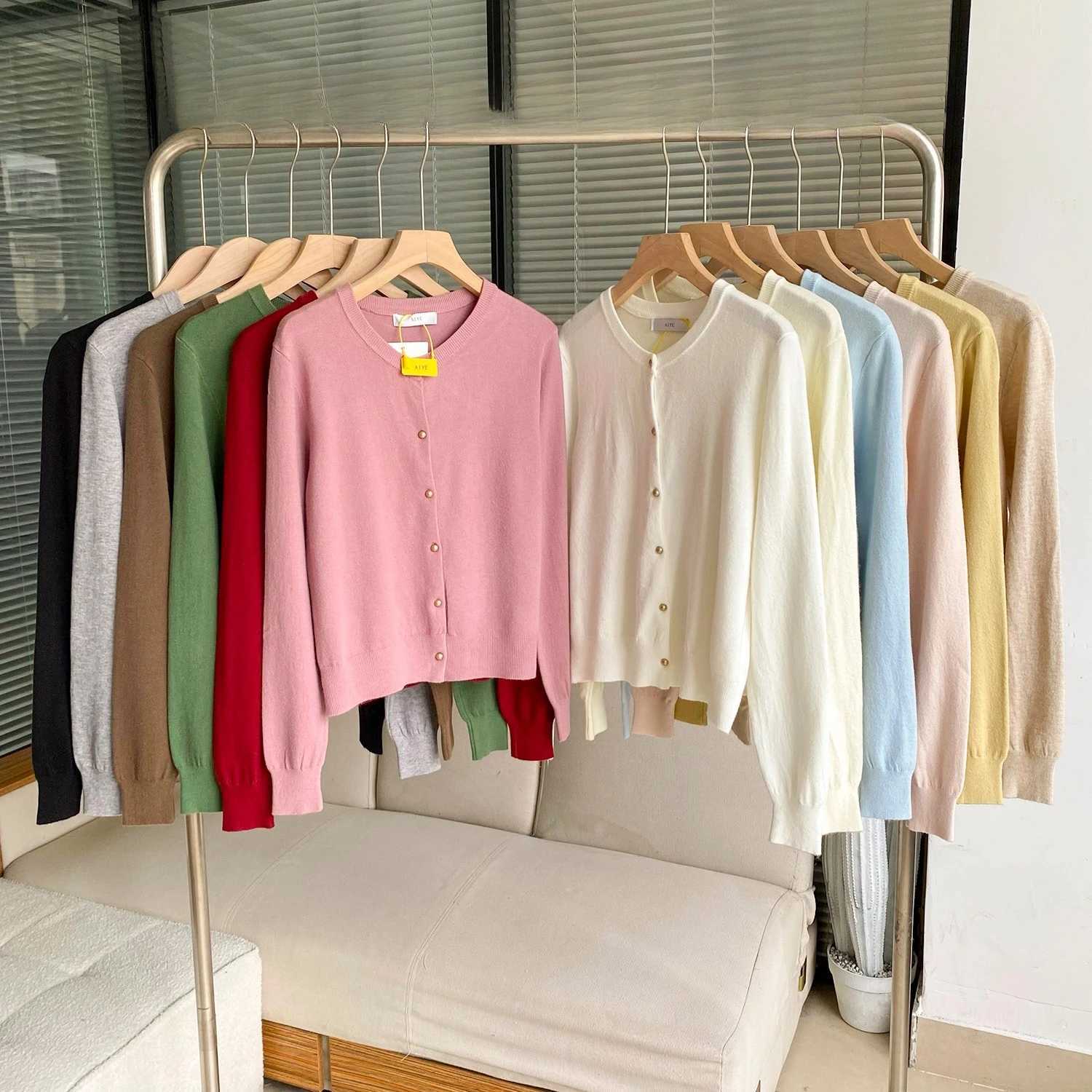 Korean Fashion Button Up Cardigans 2026 Autumn Winter Casual Warm O-neck Long Sleeve Single Breasted Slim Knitwears Sweater M260306