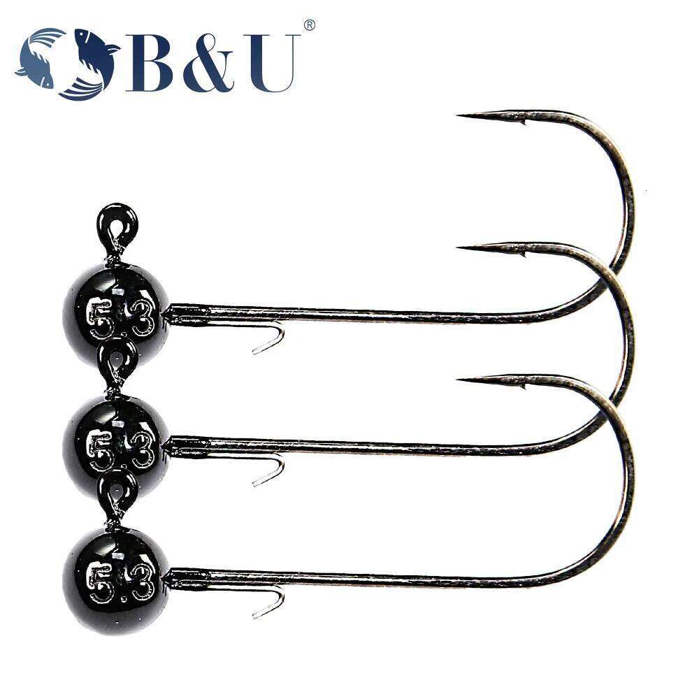 B&U Fishing Lure Jig Head Hook 5.3g 7.2g 10.5g 14g Tungsten Crank Hooks Pike Bass Swimbait Fishhooks Accessories S260305