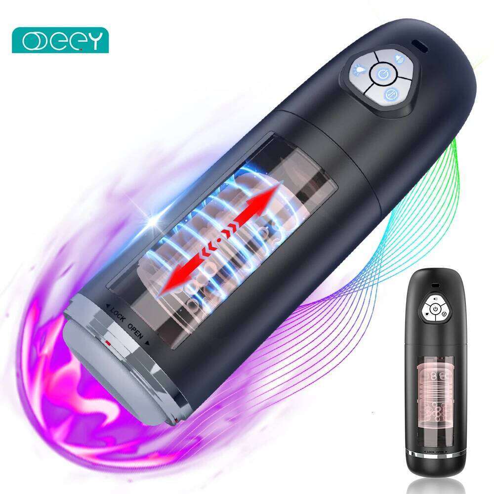 Automatic Male Masturbator Cup Hands Free Electric Penis Pump Visual with 10 Thrusting & Rotating Toys for Men Sex Machine W260305