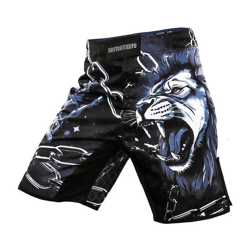 MMA Pants Mens BJJ MMA Fight Shorts Lion Split Side Velcro Wrestling Grappling Jiu Jitsu Sports Shorts for Kickboxing Training X260306