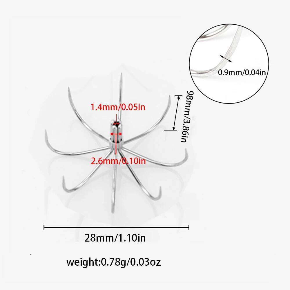 10 pcs stainless steel umbrella hooks, rabbits without barbs, 6 8 claws, squid hooks for sea fishing S260305