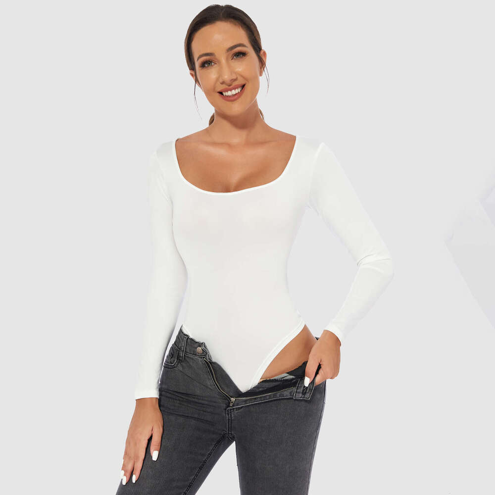 European and American Export Plus Size Slim Fit Base Shirt T-Shirt Long Sleeve Jumpsuit Women's Top