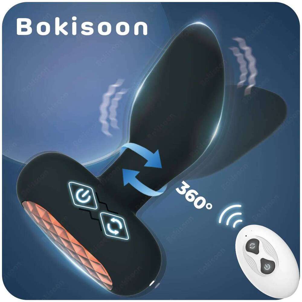 Adult Sex Toys with 10 Vibration & 6 Rotating Remote Control Vibrating Anal Butt Plug 360 Wiggles Prostate Massager W260305