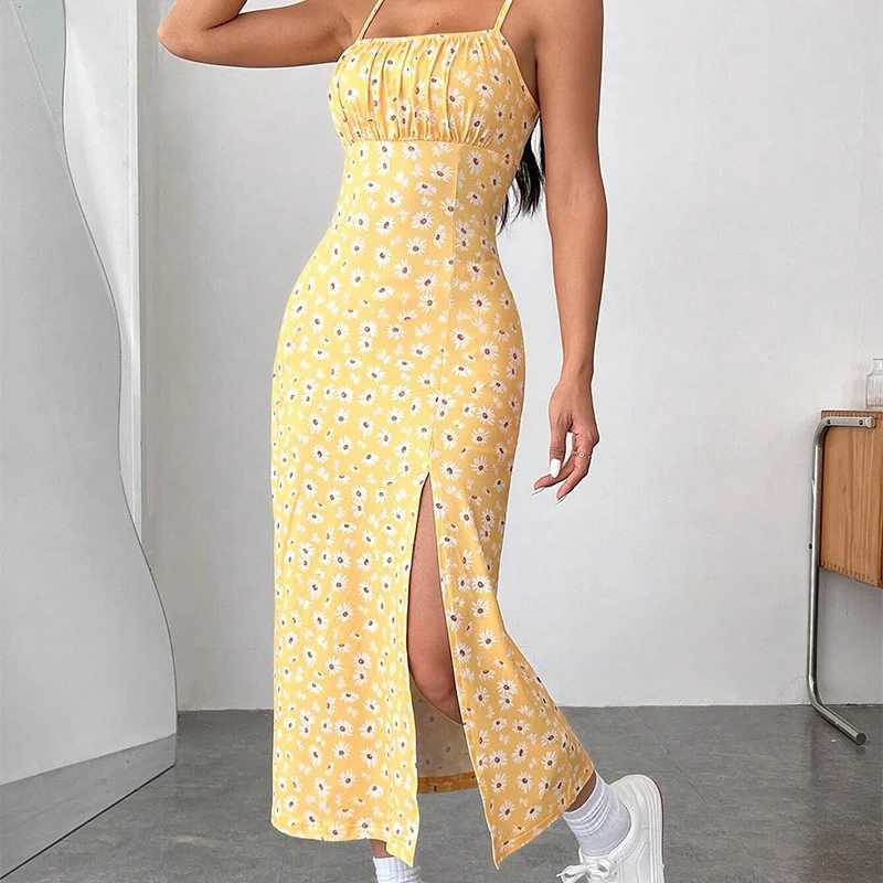 New sweet summer halter-top floral dress X260306