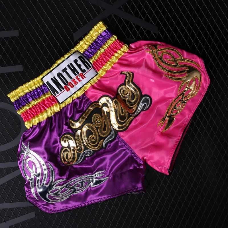 ANOTHERBOXER Muay Thai Shorts MMA Embroidery Sports Fitness Fighting Kickboxing Short Pants Sanda Martial Arts Boxeo Shorts Men X260306