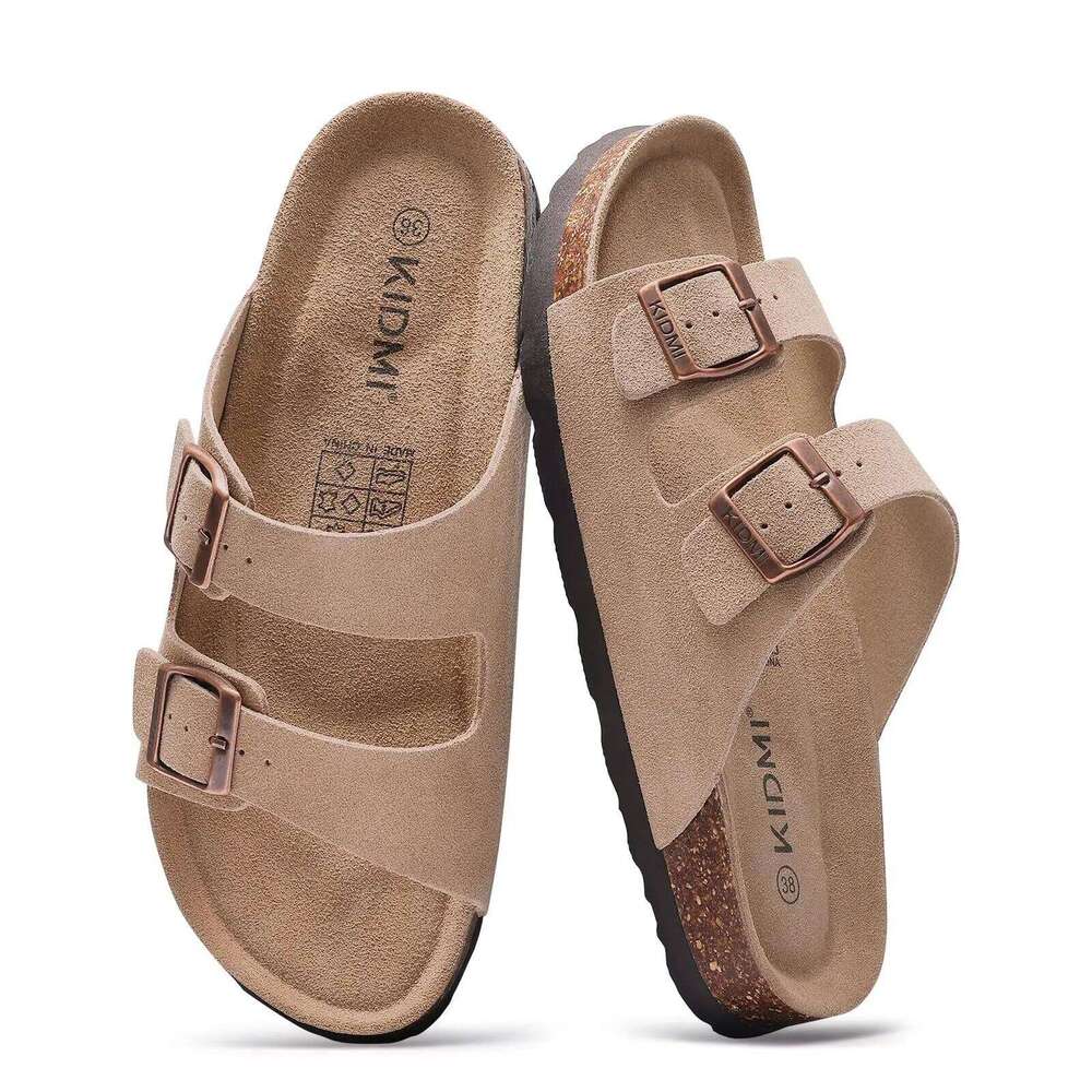 Litfun Classic Cork Sandals For Women Men Fashion Adjustable Slides Anti-slip Rubber Insole Unisex Slippers With Arch Support