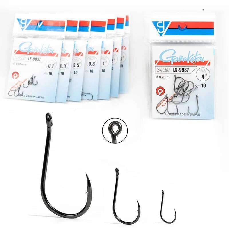Gamakatsu LS-9937 Set Carbon Steel Jip Single Circle Fishhook Fly Fishing Barbed Carp Hooks Sea Fish Accessories S260305