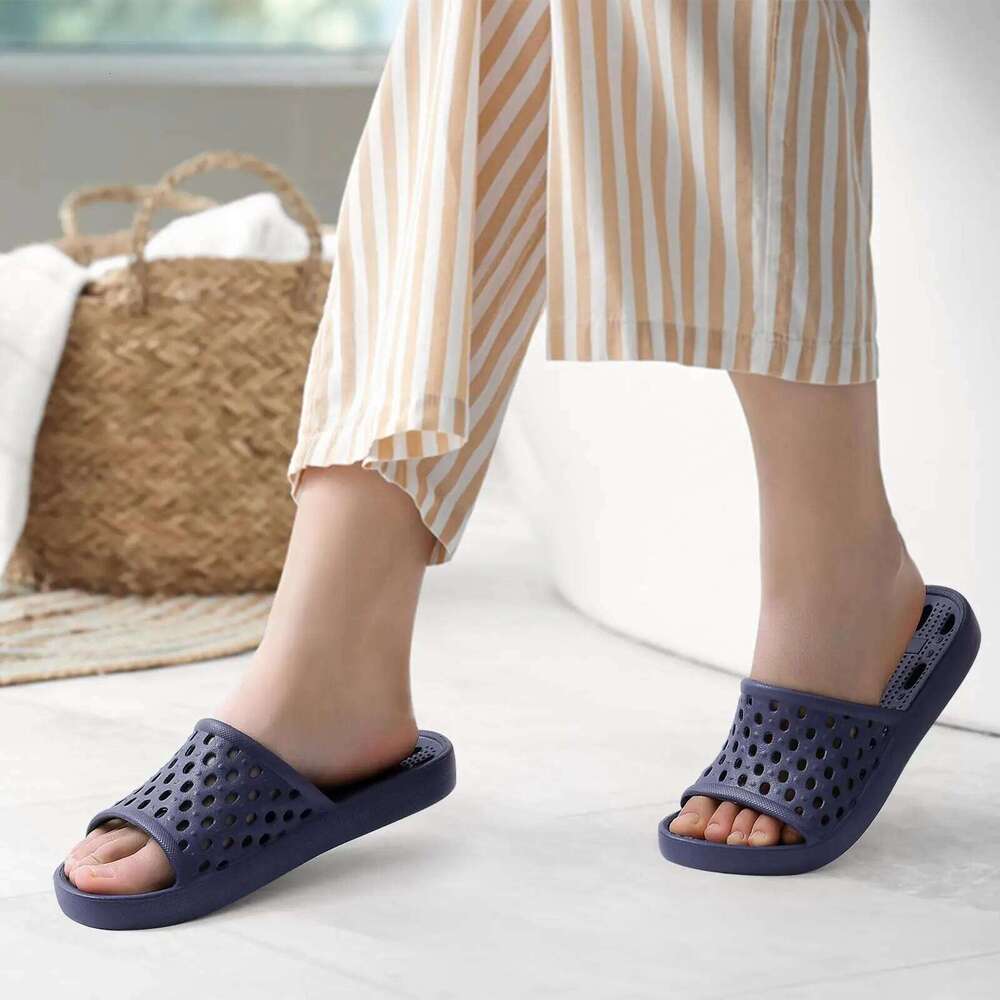 Litfun Light House Women's Fashion Breathable Pool Slippers Drain Holes Anti-slip Beach Slides Orthopedic Bath Sandals