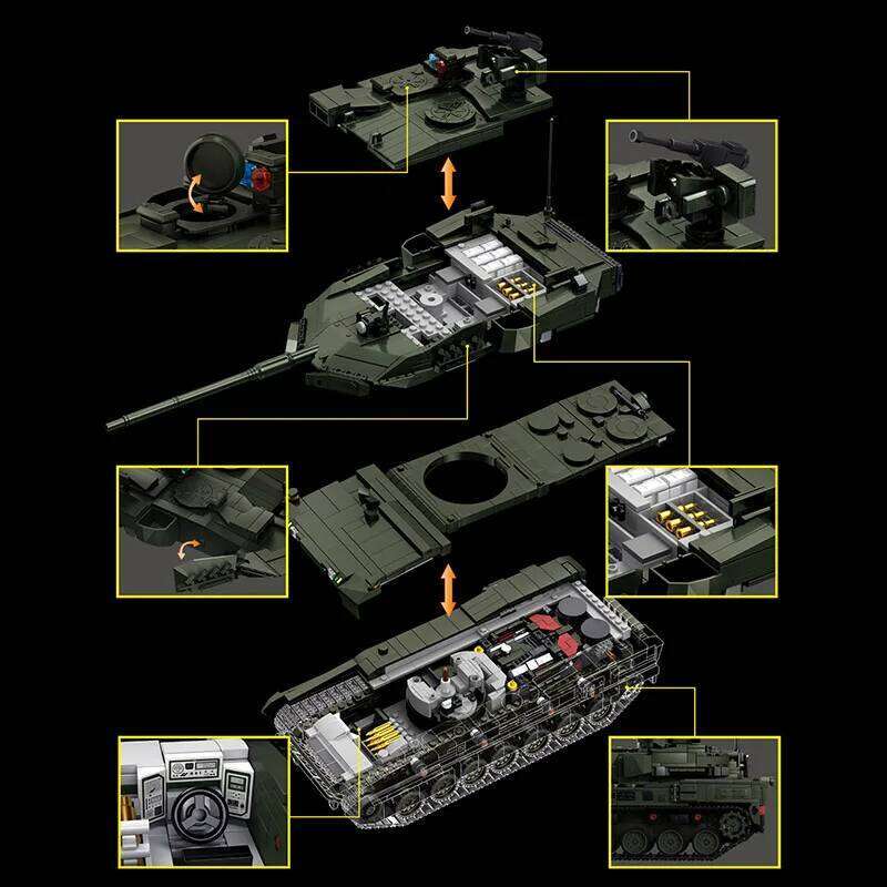 Military MOC 1/28 2306pcs Leopard 2A8 Army Main Battle Building Blocks Bricks Modern Tank Set Toys For Children Boys Gifts Z260306
